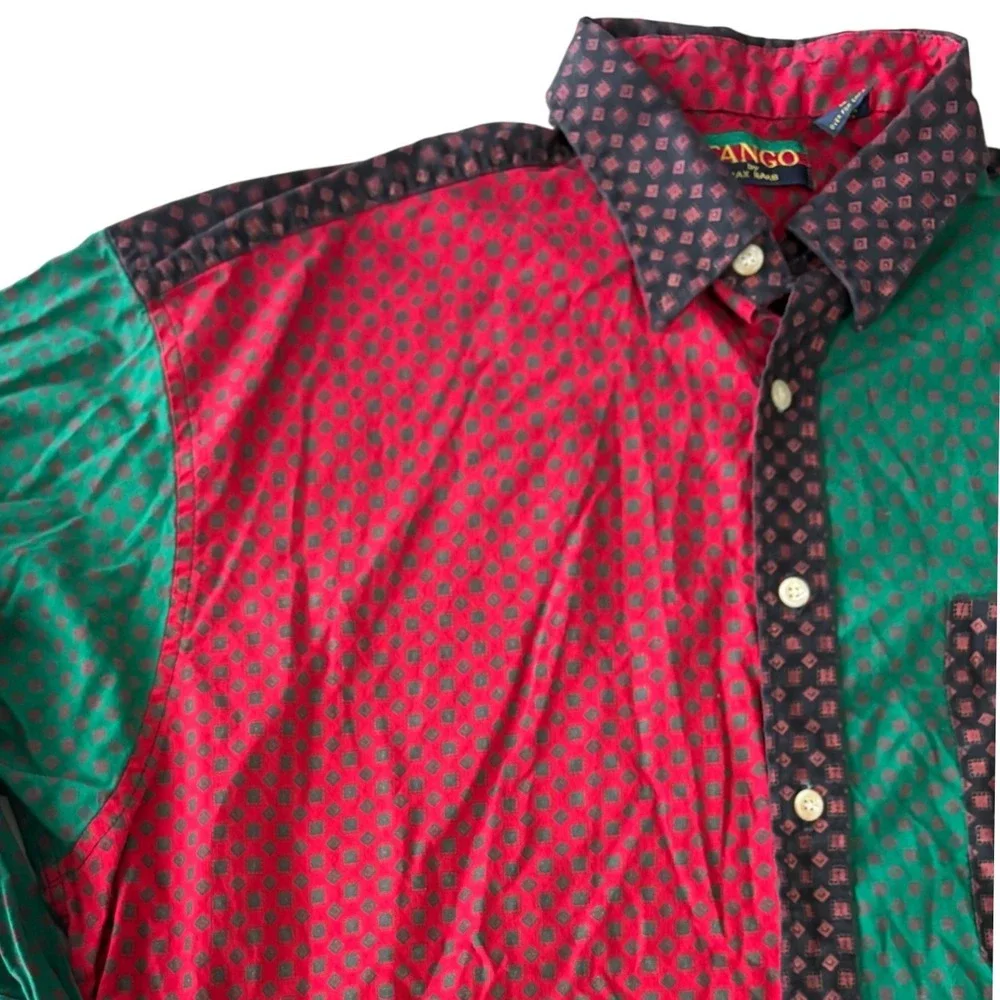 VTG Tango by Max Raab Shirt Large  Colorblock Geometric Cotton 90s Grandpa Style